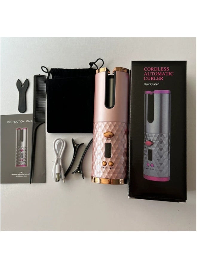 general Wireless Auto Hair Curler with Adjustable Temperature and Timer, Automatic Cordless Curling Iron with LCD Display, Portable Rechargeable Rotating Fast Heating Hair Wand for Style - Image 1