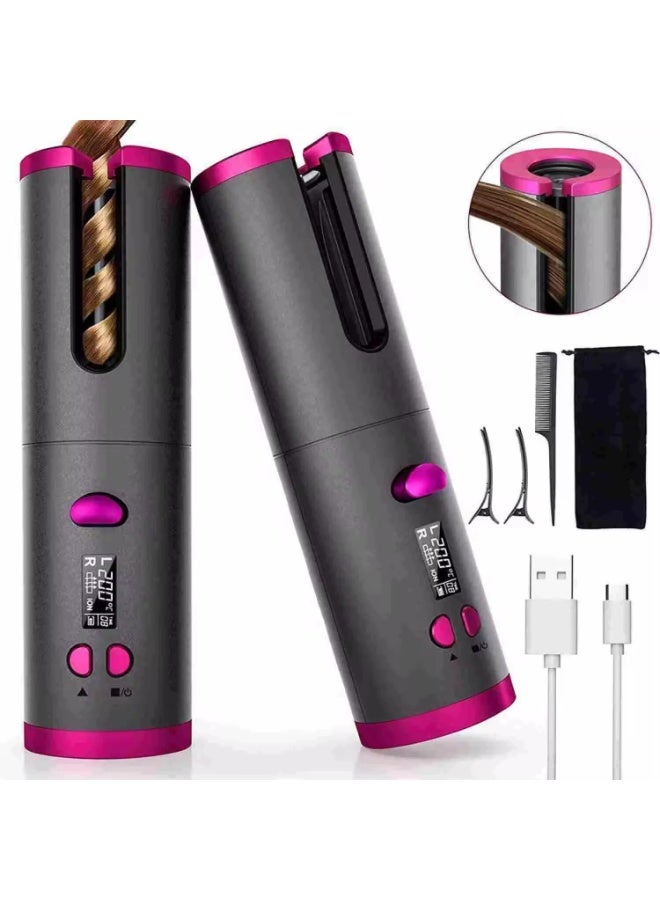 general Wireless Auto Hair Curler with Adjustable Temperature and Timer, Automatic Cordless Curling Iron with LCD Display, Portable Rechargeable Rotating Fast Heating Hair Wand for Style - Image 3