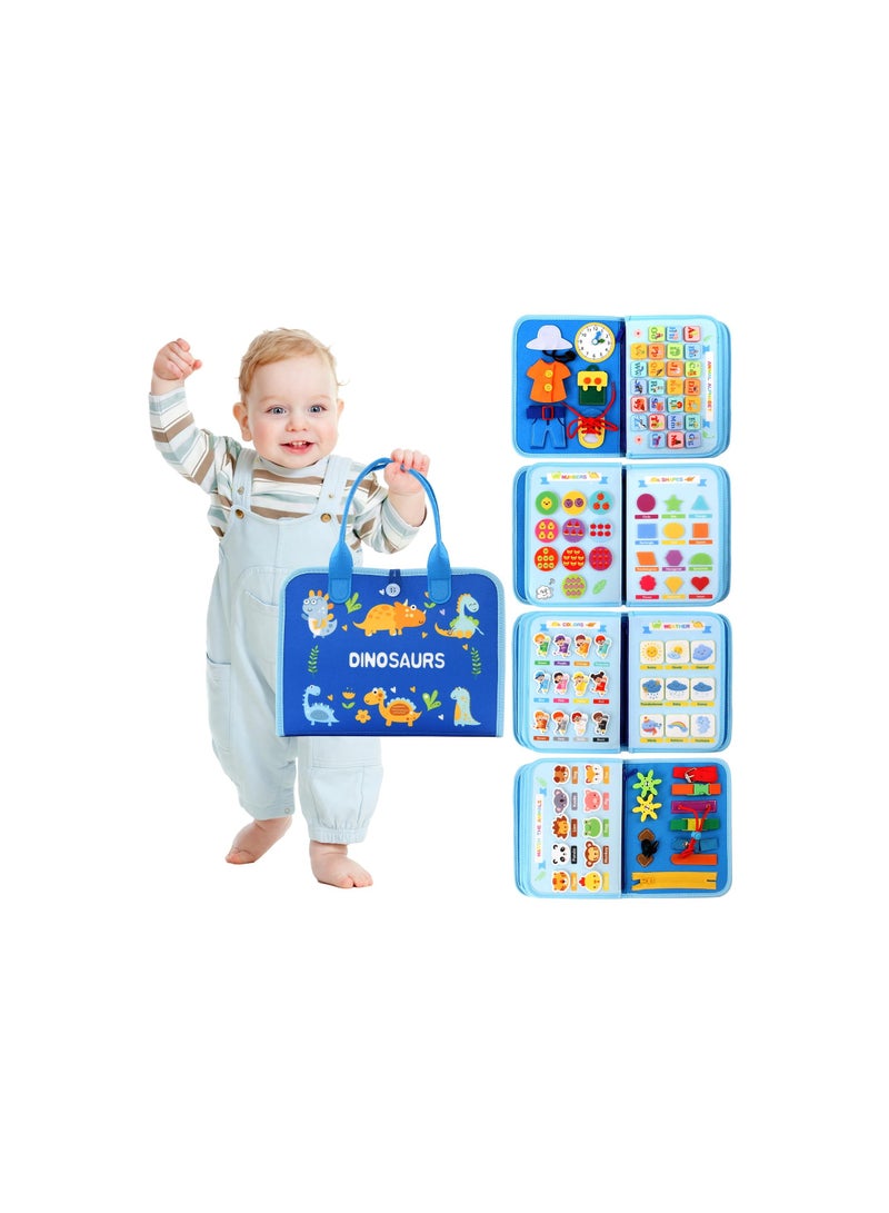 SOLARAE Toddler Busy Board for Ages 1-5, Montessori Educational Sensory Activity Toy for Fine Motor Skills and Basic Dressing Skills, Perfect Travel Gift for Boys and Girls (1 Pack) - Image 1