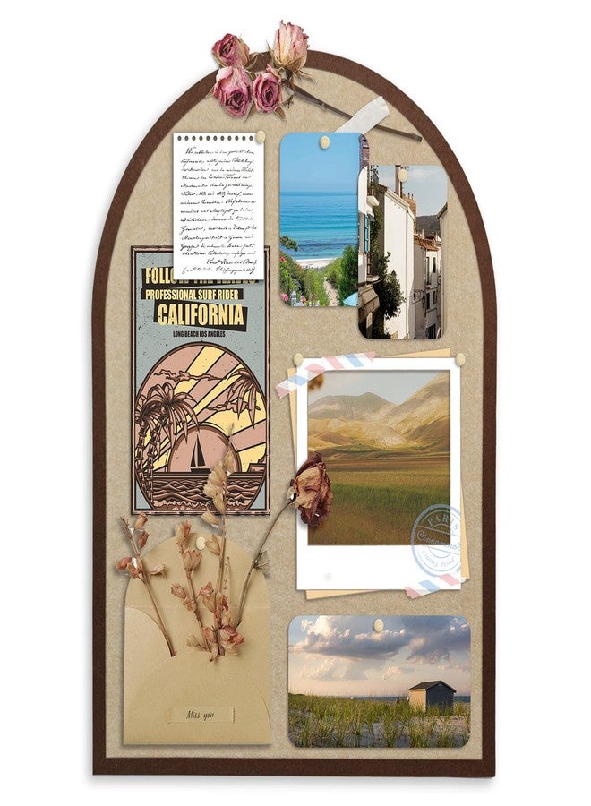 YCCYYCCY Large Cork Board Alternative, 23.6" x 31.5" Arch Felt Bulletin Board with 20 Wooden Pushpins & Safe Removable Adhesive Tabs, Display Board for School, Home, Office Boho Wall Decor(B-pinse) - Image 1
