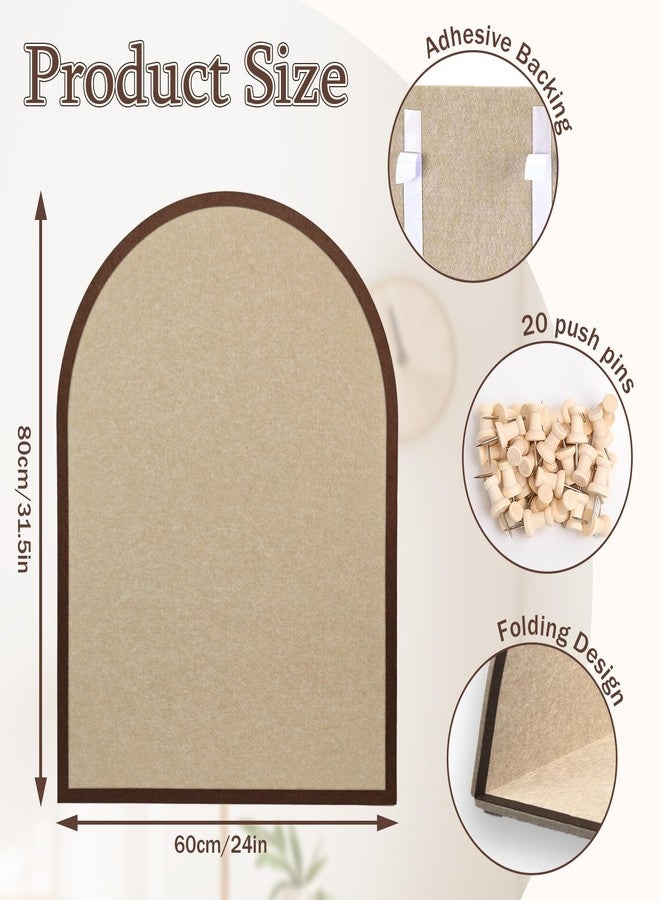 YCCYYCCY Large Cork Board Alternative, 23.6" x 31.5" Arch Felt Bulletin Board with 20 Wooden Pushpins & Safe Removable Adhesive Tabs, Display Board for School, Home, Office Boho Wall Decor(B-pinse) - Image 2