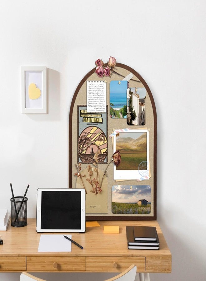 YCCYYCCY Large Cork Board Alternative, 23.6" x 31.5" Arch Felt Bulletin Board with 20 Wooden Pushpins & Safe Removable Adhesive Tabs, Display Board for School, Home, Office Boho Wall Decor(B-pinse) - Image 5