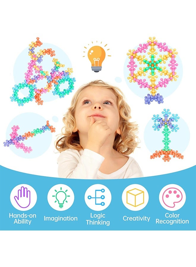 190PCS Interlocking Snowflake Building Block Toy for Kids Ages 3+, Multi-Color Solid Plastic Early Learning Creativity Educational STEM Toy Safe Material (Colors) - Image 4