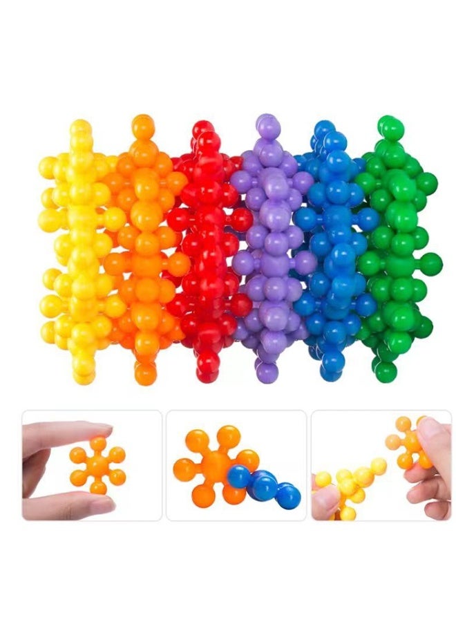190PCS Interlocking Snowflake Building Block Toy for Kids Ages 3+, Multi-Color Solid Plastic Early Learning Creativity Educational STEM Toy Safe Material (Colors) - Image 3