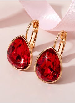 EVEVIC Teardrop Austrian Crystal Leverback Drop Earrings for Women 14K Rose Gold Plated Hypoallergenic Jewelry  - Image 2