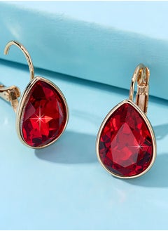 EVEVIC Teardrop Austrian Crystal Leverback Drop Earrings for Women 14K Rose Gold Plated Hypoallergenic Jewelry  - Image 3