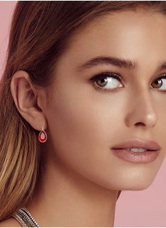 EVEVIC Teardrop Austrian Crystal Leverback Drop Earrings for Women 14K Rose Gold Plated Hypoallergenic Jewelry  - Image 5