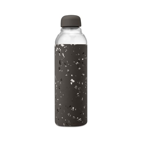 WP W&P Porter Glass Water Bottle w/Protective Silicone Sleeve | Terazzo Charcoal 20 Ounces | On-the-Go | Reusable Bottle for Coffee, Tea and Water | Portable - Image 1