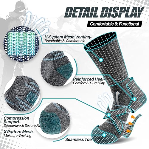 ANTSANG Merino Wool Socks for Men & Women Thermal Winter Hiking Warm Thick Athletic Crew Cozy Boot Work Gift Socks Stocking Stuffers 5 Pairs (Orange/Green/Blue/Black/Dark Grey A,M) - Image 4