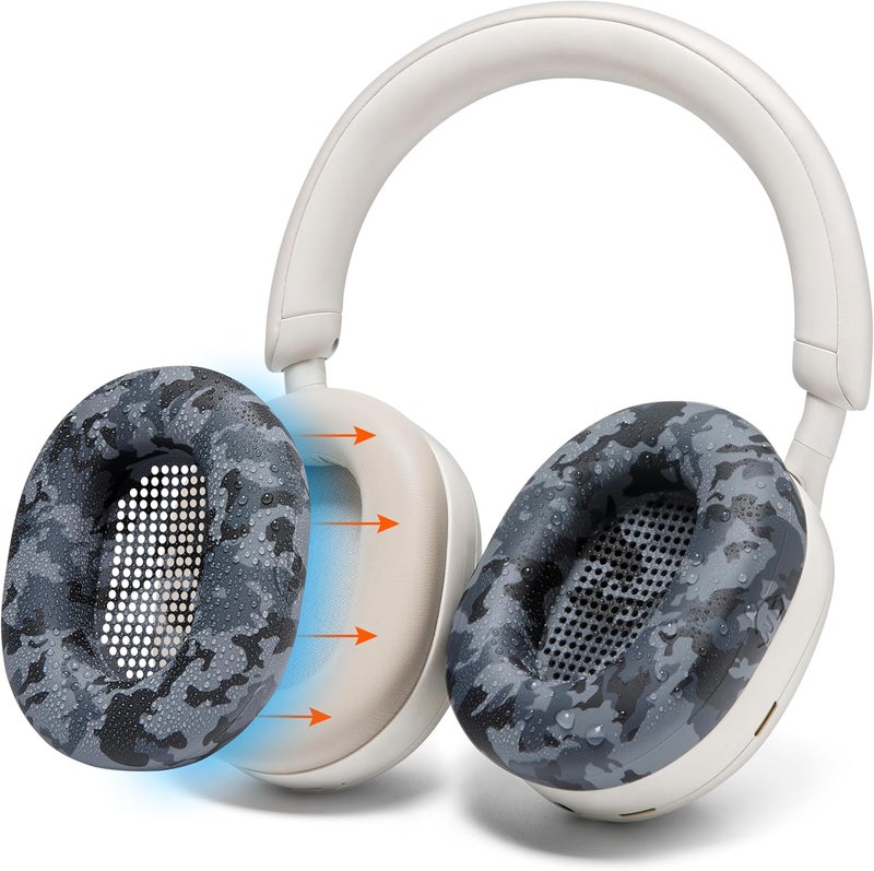 SweatZ XM5 - Protective Headphone Ear Covers for Sony WH1000XM5 by | Only Compatible with Sony XM5 Over Ear Headphones | Sweatproof & Easily Washable | Black Camo - Image 1