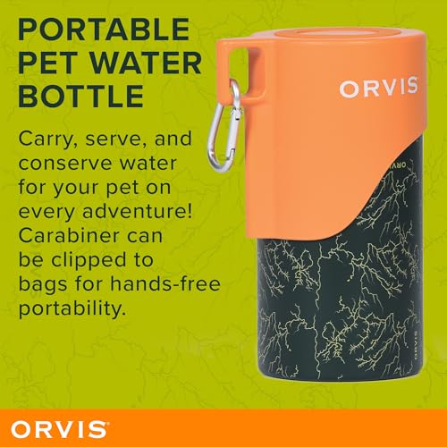 Orvis Dog Travel Water Bottle 25oz Capacity Portable Pet Waterer with Builtin Bowl Stainless Steel High Visibility Orange Lid - Image 3