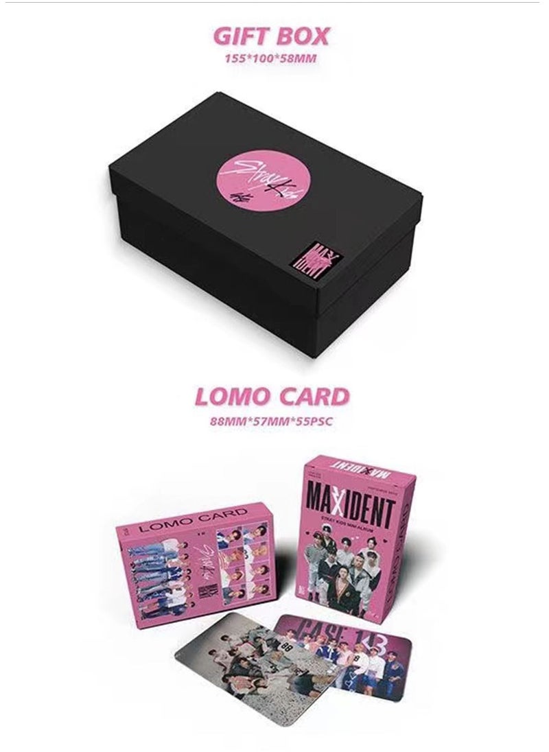 EHOME Stray Kids Maxident Gift Box With Lomo Cards, Acrylic Stand, Hand Account Tape, Keychain, Lanyard, Stickers, Photo Card  - Image 2