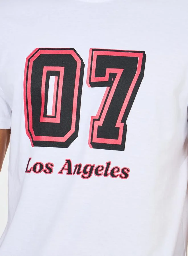 ستايلي Varsity Print T-Shirt & Straight Pyjama Set