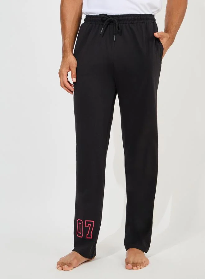 ستايلي Varsity Print T-Shirt & Straight Pyjama Set