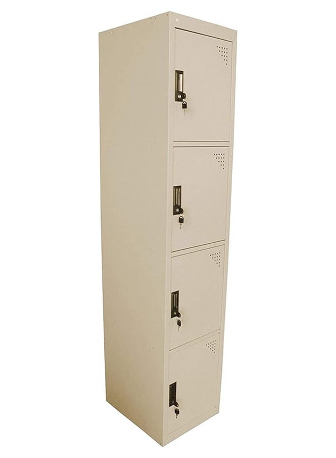 RIGID Four doors locker, Steel Metal Storage Locker- with 3 shelf - for Home & School & Office - Lock With plastic handle (Beige) - Image 2