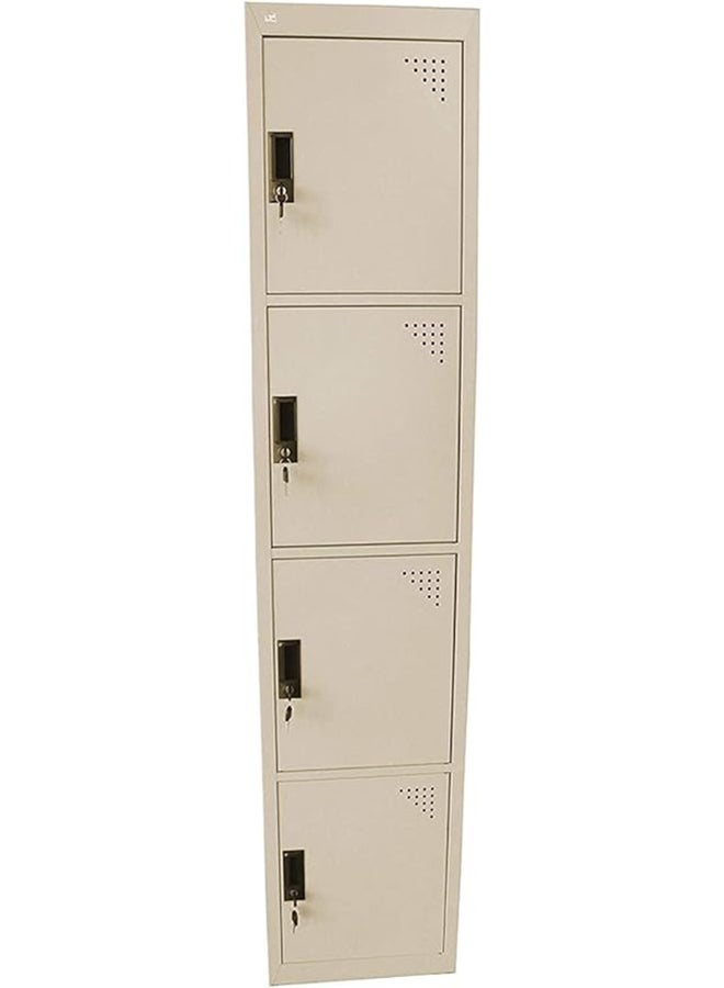 RIGID Four doors locker, Steel Metal Storage Locker- with 3 shelf - for Home & School & Office - Lock With plastic handle (Beige) - Image 1