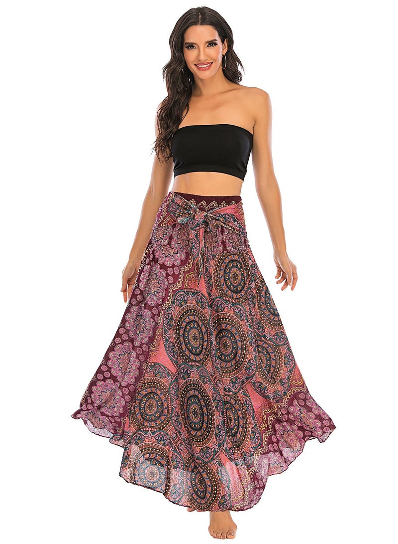 Loquat Casual Dress Half Skirt Beach Vacation Skirt Two Dresses Full Skirt Red  - Image 3