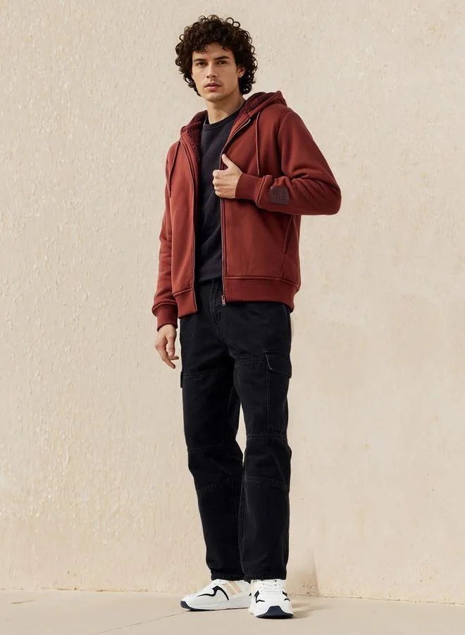 Splash FAV Men Sherpa Zip Through Hooded Jacket