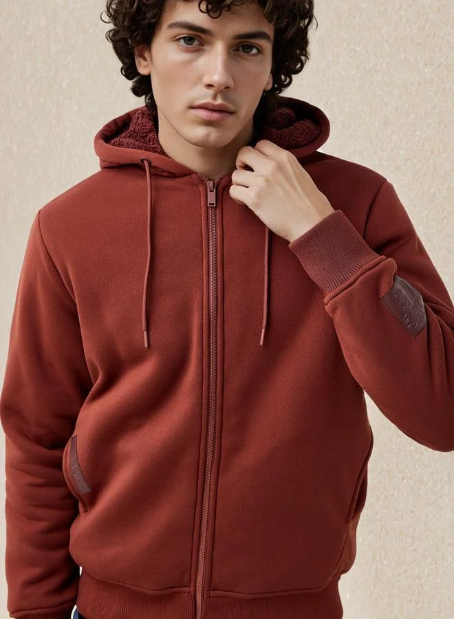 Splash FAV RED Men Sherpa Zip Through Hooded Jacket for Men | Best Price UAE