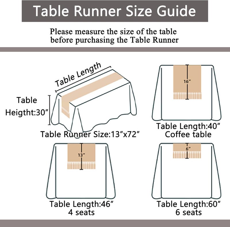 Burlap Boho Table Runner for Fall Home Decor - 72 Inches Long, Rustic Macrame Woven Coffee Table Runner - Image 3
