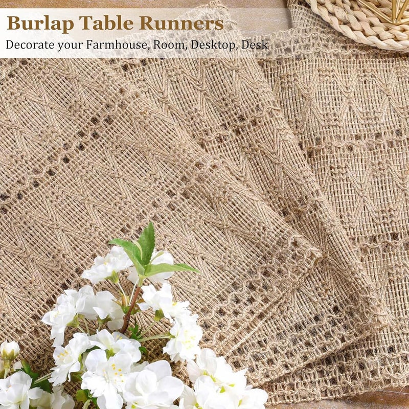 Burlap Boho Table Runner for Fall Home Decor - 72 Inches Long, Rustic Macrame Woven Coffee Table Runner - Image 2
