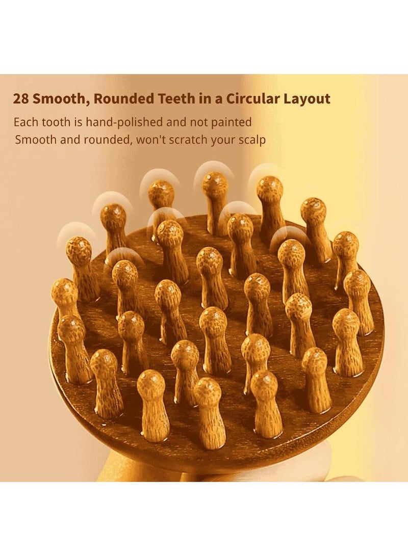 خاجول مدلك فروة الرأس الخشبي الطبيعي بخشب الصندل، ٢٨ سن، أداة تدليك تقليدية للجسم لتكثيف الشعر والاسترخاء، مهرش رأس محمول هدية للكبار، بني - Image 2