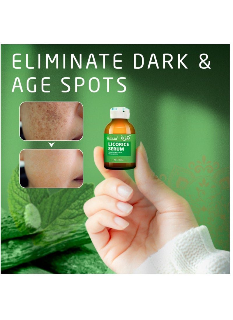 Kanza Licorice Root Serum for Moisturizing Anti-Wrinkle Anti-Aging Dark Spot Corrector Skin Acne Brightening Dark Spots Fine Lines Reducing Serum for All Skin Types 30g  - Image 2