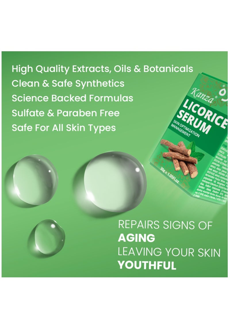 Kanza Licorice Root Serum for Moisturizing Anti-Wrinkle Anti-Aging Dark Spot Corrector Skin Acne Brightening Dark Spots Fine Lines Reducing Serum for All Skin Types 30g  - Image 5