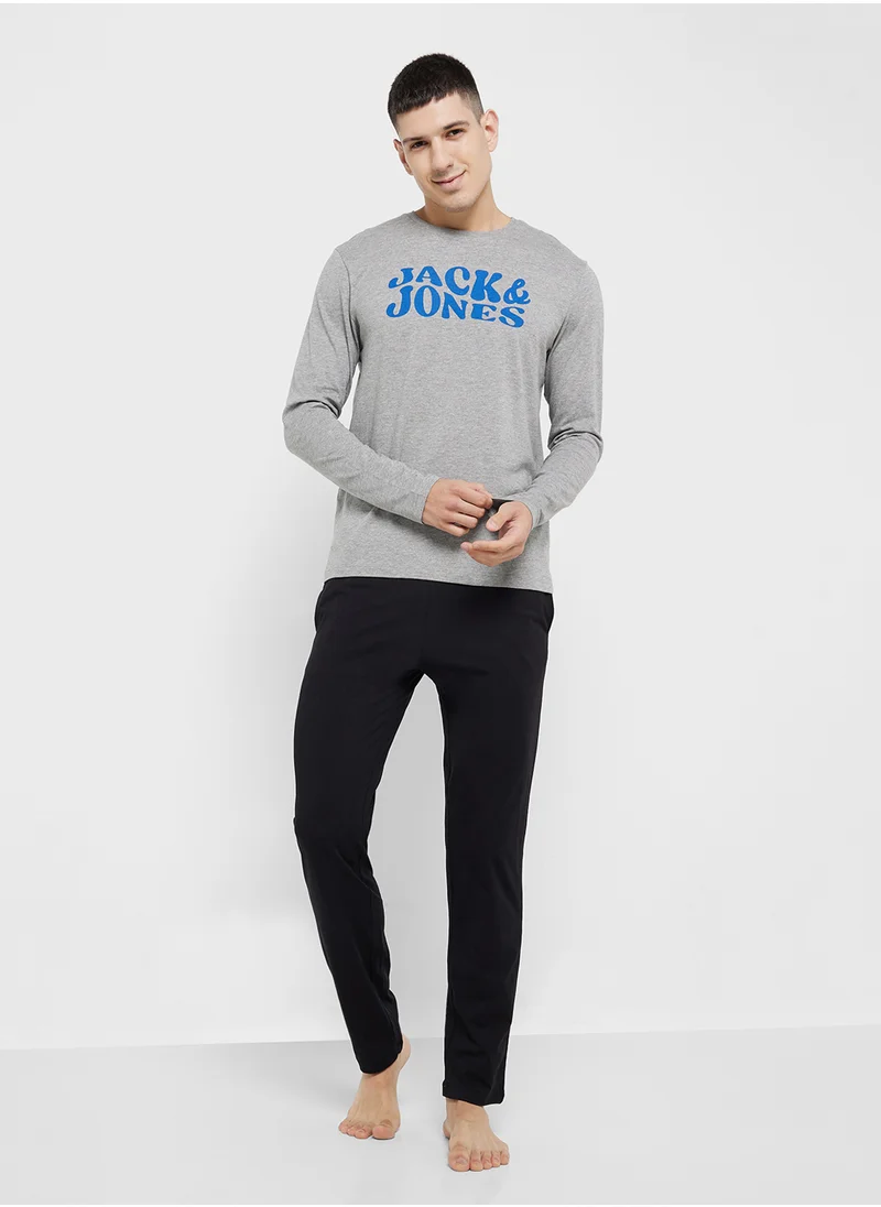 JACK & JONES Logo Crew Neck T-Shirt & Pants Set