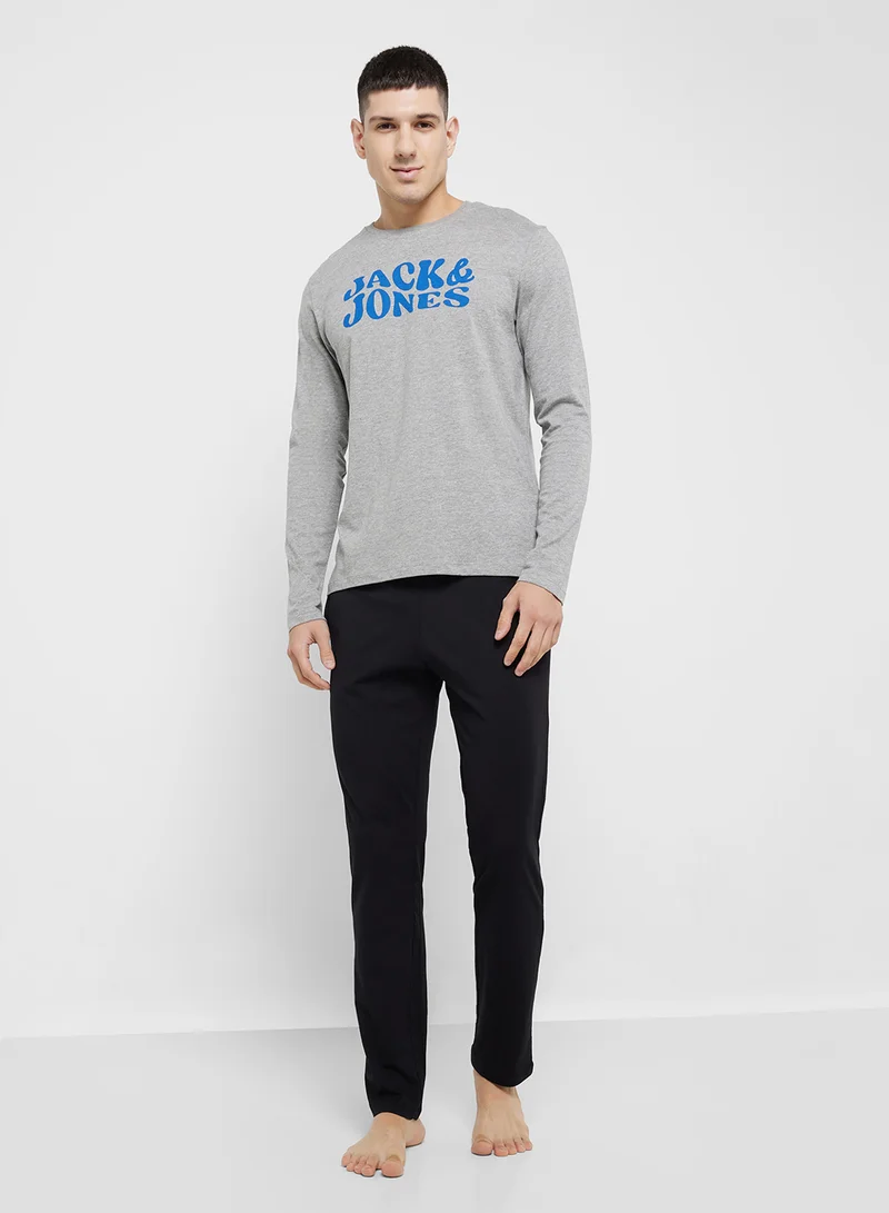 JACK & JONES Logo Crew Neck T-Shirt & Pants Set
