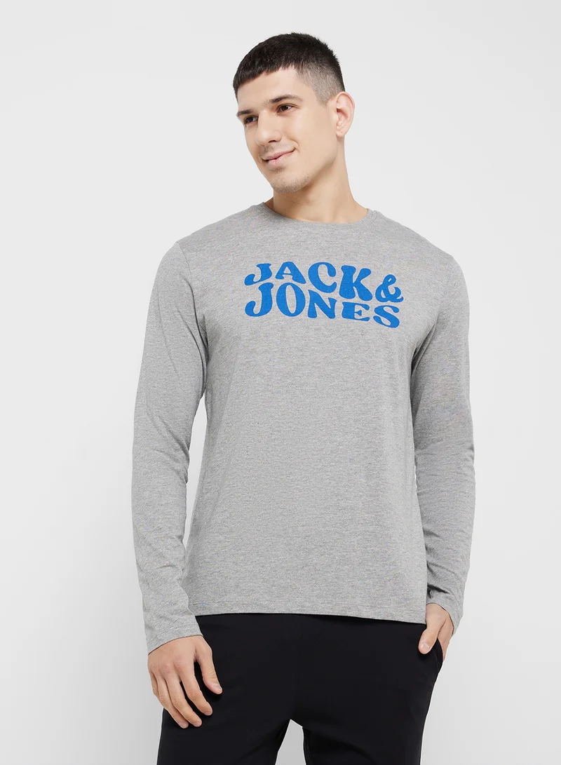 JACK & JONES Logo Crew Neck T-Shirt & Pants Set