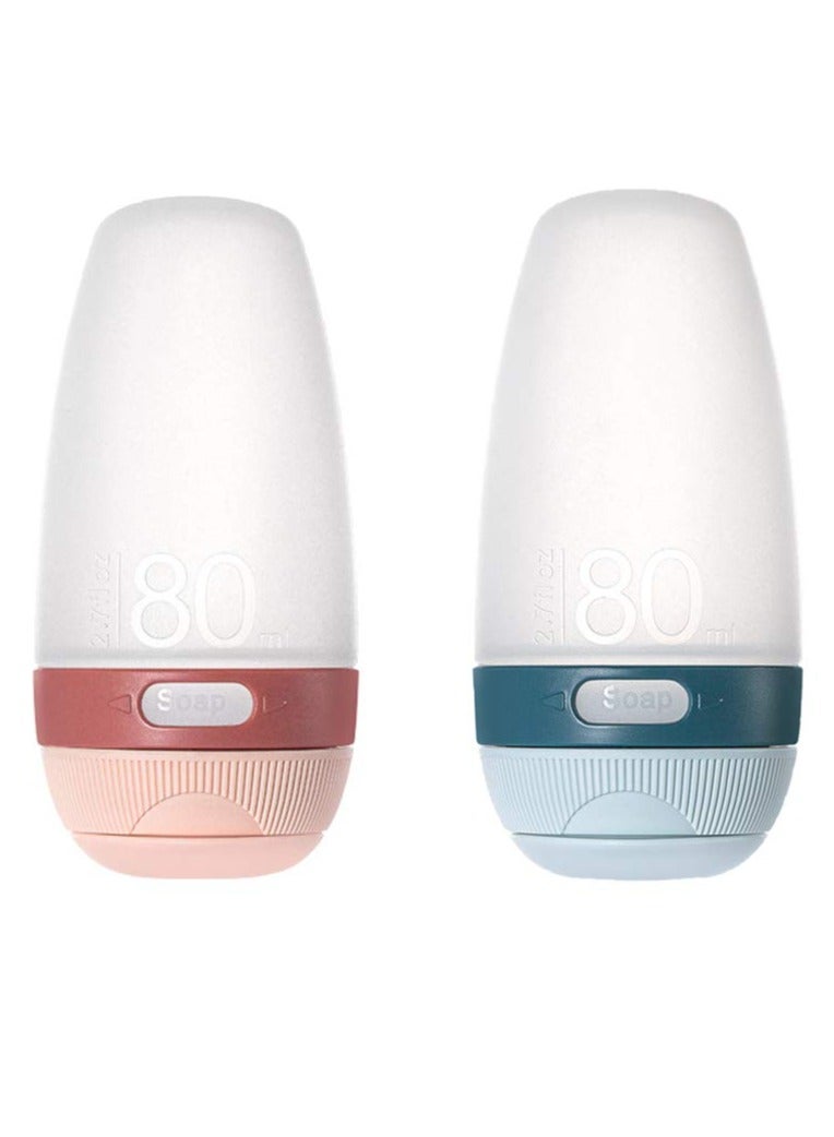 SYOSI Silicone Travel Bottles, Portable Dispenser, Leak Proof Squeezable Refillable Travel Accessories Toiletries Containers Travel Size Cosmetic Tube for Shampoo Lotion Soap Liquids (2-pack 80ml) - Image 1