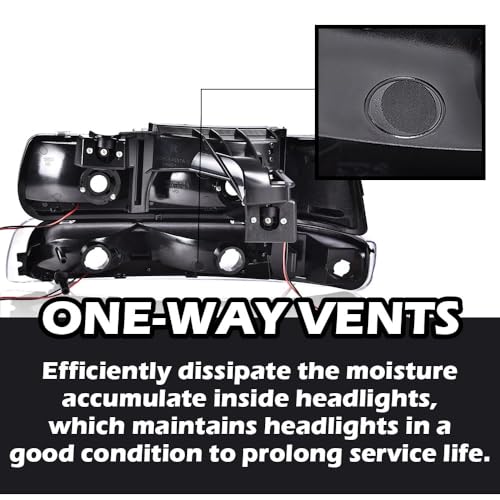 GPLUS مصابيح LED DRL من G-PLUS متوافقة مع شيفروليه سيلفرادو 1999-2002/تناسب سيلفرادو 1500HD 2500HD 2001-2002/تناسب تاهو سوبربان 1500 2500 00-06، مصباح أمامي، عدسة شفافة، هيكل أسود، عاكس شفاف - Image 4