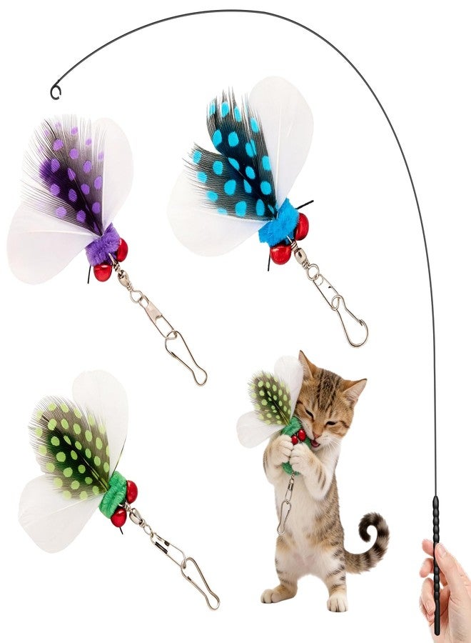 Walfront Cat Wand Toy Teaser Insect Replacement Head with Bell, Interactive Indoor Cat Exercise Toy for Shy or Anxious Cats, Encourage Movement, Gentle Fun - Image 1