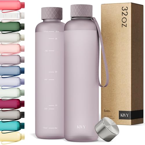 KIVY Slim Water Bottle 32oz Lightweight Shatterproof Reusable Tritan Water Bottle Leak Proof Bottle for Women Men No Spill Dishwasher Safe Water Bottle BPA Free - Image 1