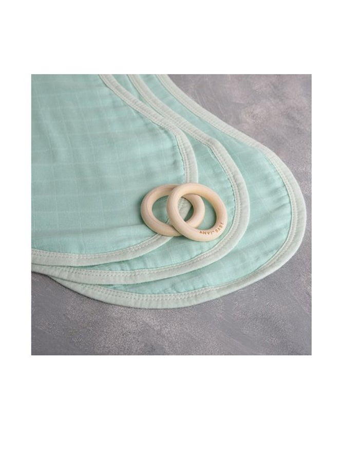 Anvi Baby Set of 3 Organic Bamboo Burp and Bib Cloth Mint Green  - Image 3