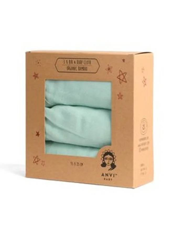 أنفي بيبي Set of 3 Organic Bamboo Burp and Bib Cloth Mint Green