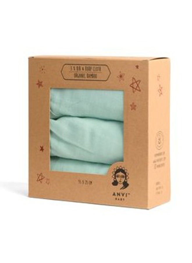 Anvi Baby Set of 3 Organic Bamboo Burp and Bib Cloth Mint Green  - Image 2