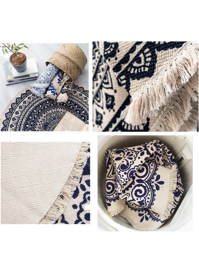 NIBEMINENT Nordic Handmade Tassel Carpet Multicolour 90cm - Image 4