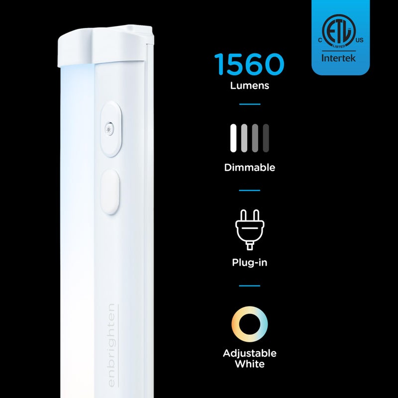 Enbrighten 24 inch Plug-in Under Cabinet Lights, 1560 Lumens, Five White Settings from (2700K-6500K), Full Range Dimmable, One-Touch Sync Control, Linkable Under Counter Lights for Kitchen 82786-T1 - Image 4