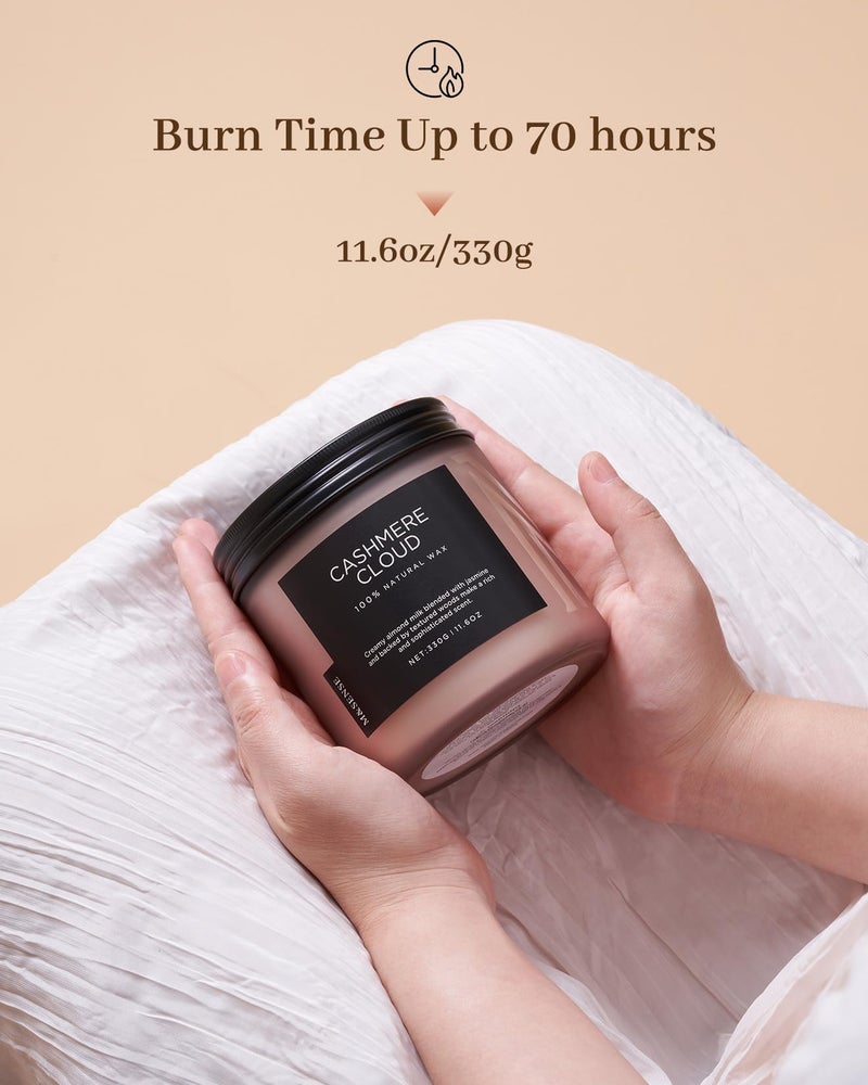 M&SENSE Cashmere Vanilla Scented Candle, 11.6oz Non Toxic Soy Wax 70 Hours Clean Burn Candle, 2 Wick Aromatherapy Gifts for Relaxing Stree Relief, Cozy Winter Home Decor - Image 4