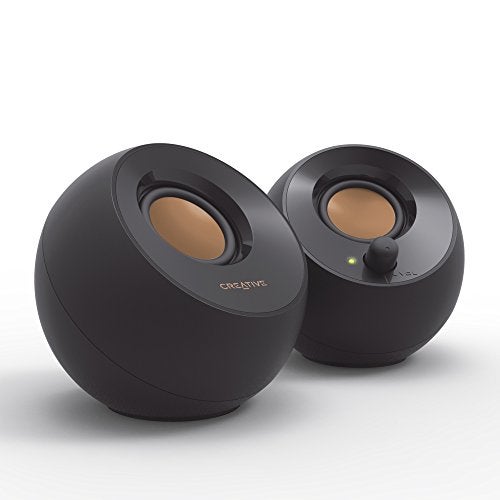 Creative مزود طاقة USB Pebble الإبداعي مع مكبر صوت نشط 4.4 واط إخراج قوي سائق مائل 45 ° جهير ثقيل سائقين سلبيين ، أسود - Image 1