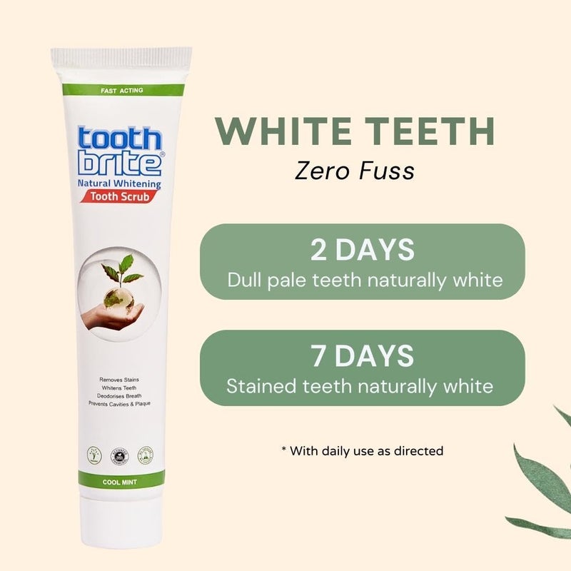 toothbrite Patented Tooth Scrub 100g Pack of 2 Natural Teeth Whitening, Micro Granular Formula, Enamel Safe for Teeth Stain Remover with 2 Free Bamboo Brush For Smokers & Coffee Drinkers - Image 5