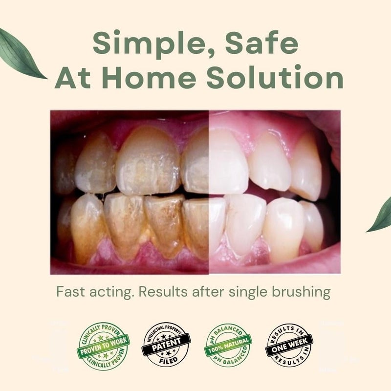 toothbrite Patented Tooth Scrub 100g Pack of 2 Natural Teeth Whitening, Micro Granular Formula, Enamel Safe for Teeth Stain Remover with 2 Free Bamboo Brush For Smokers & Coffee Drinkers - Image 4