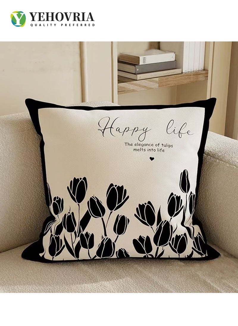 YEHOVRIA - Pillow Covers Set of 4, Throw Pillow Cover, Short Plush Cushion Cover, Decorative Nature Plant Cushion Covers 45cm x 45cm,For Living Room Sofa Couch Bed Pillowcases 18x18 inches（Double sided pattern） - Image 1