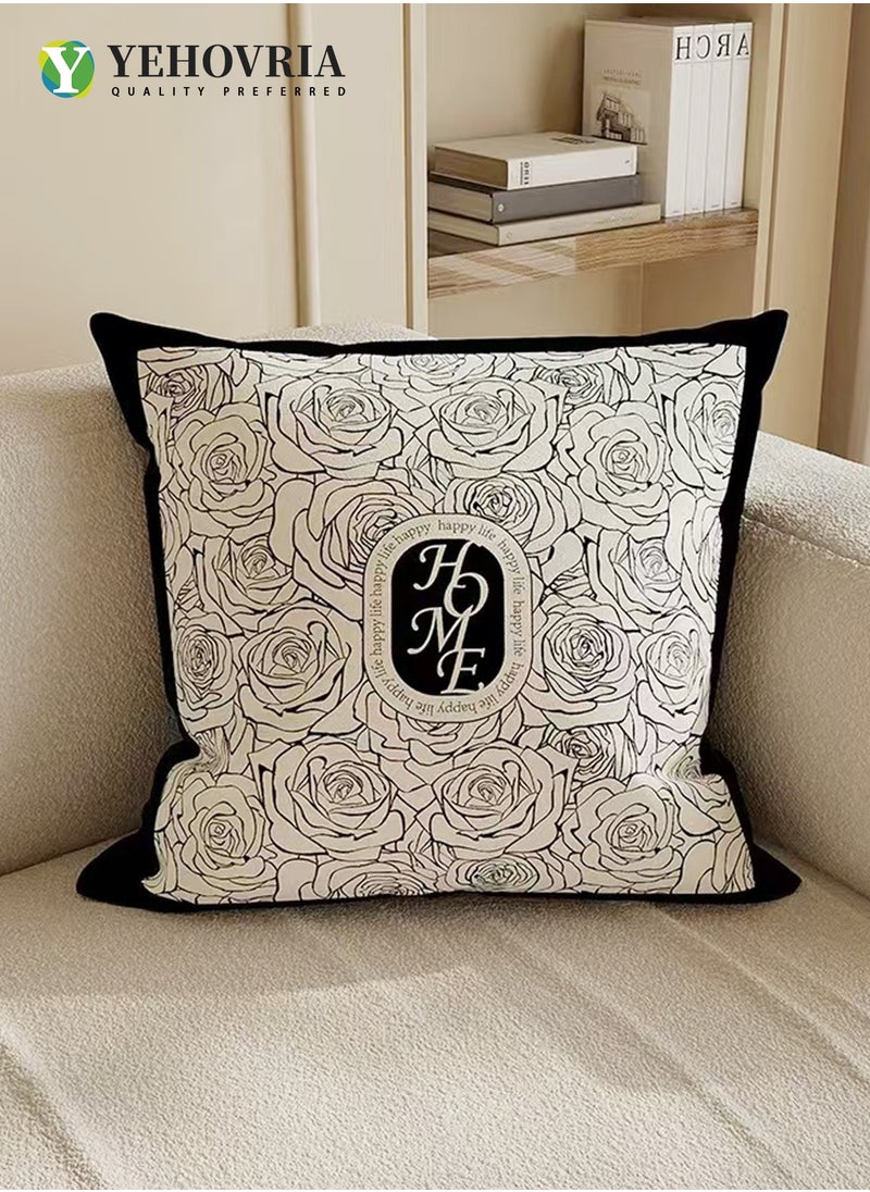 YEHOVRIA - Pillow Covers Set of 4, Throw Pillow Cover, Short Plush Cushion Cover, Decorative Nature Plant Cushion Covers 45cm x 45cm,For Living Room Sofa Couch Bed Pillowcases 18x18 inches（Double sided pattern） - Image 1