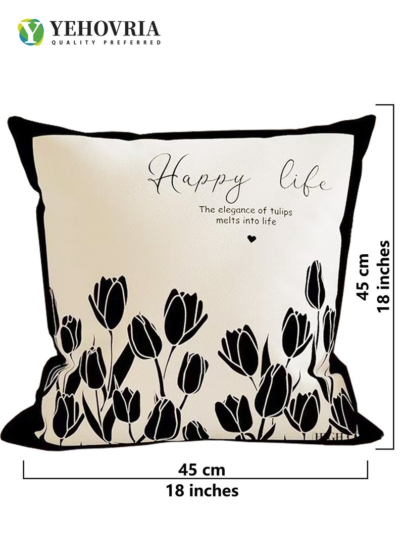 YEHOVRIA - Pillow Covers Set of 4, Throw Pillow Cover, Short Plush Cushion Cover, Decorative Nature Plant Cushion Covers 45cm x 45cm,For Living Room Sofa Couch Bed Pillowcases 18x18 inches（Double sided pattern） - Image 1