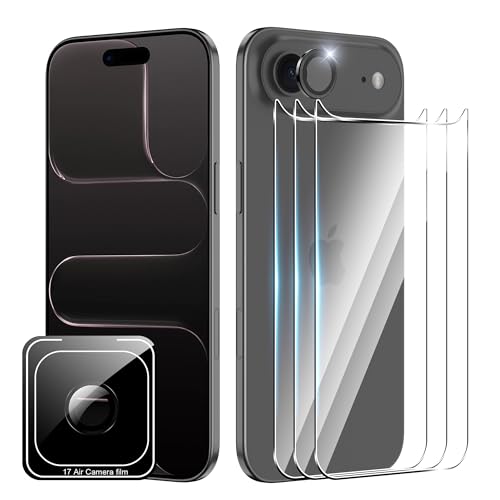 Fhyeugfy for iPhone Air/17 Air 6.5 inch Screen Protector,[3+1 Pack] Back Screen Protector+Camera Lens Protector,Tempered Glass,Bubble-Free,Anti-Scratch - Image 1