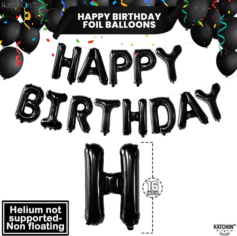 KatchOn, Black Happy Birthday Balloons Banner - 16 Inch | Foil Balloon Banner For Happy Birthday Decorations | Balloon Letters Sign For Birthday Party Decoratioans | Halloween Birthday Decorations - Image 4