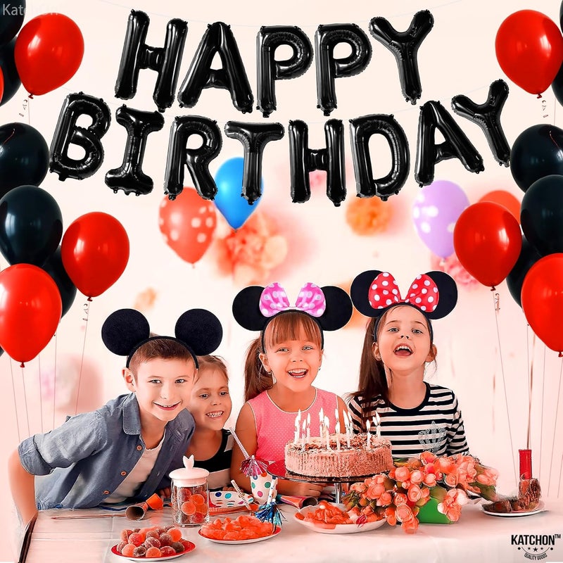 KatchOn, Black Happy Birthday Balloons Banner - 16 Inch | Foil Balloon Banner For Happy Birthday Decorations | Balloon Letters Sign For Birthday Party Decoratioans | Halloween Birthday Decorations - Image 2